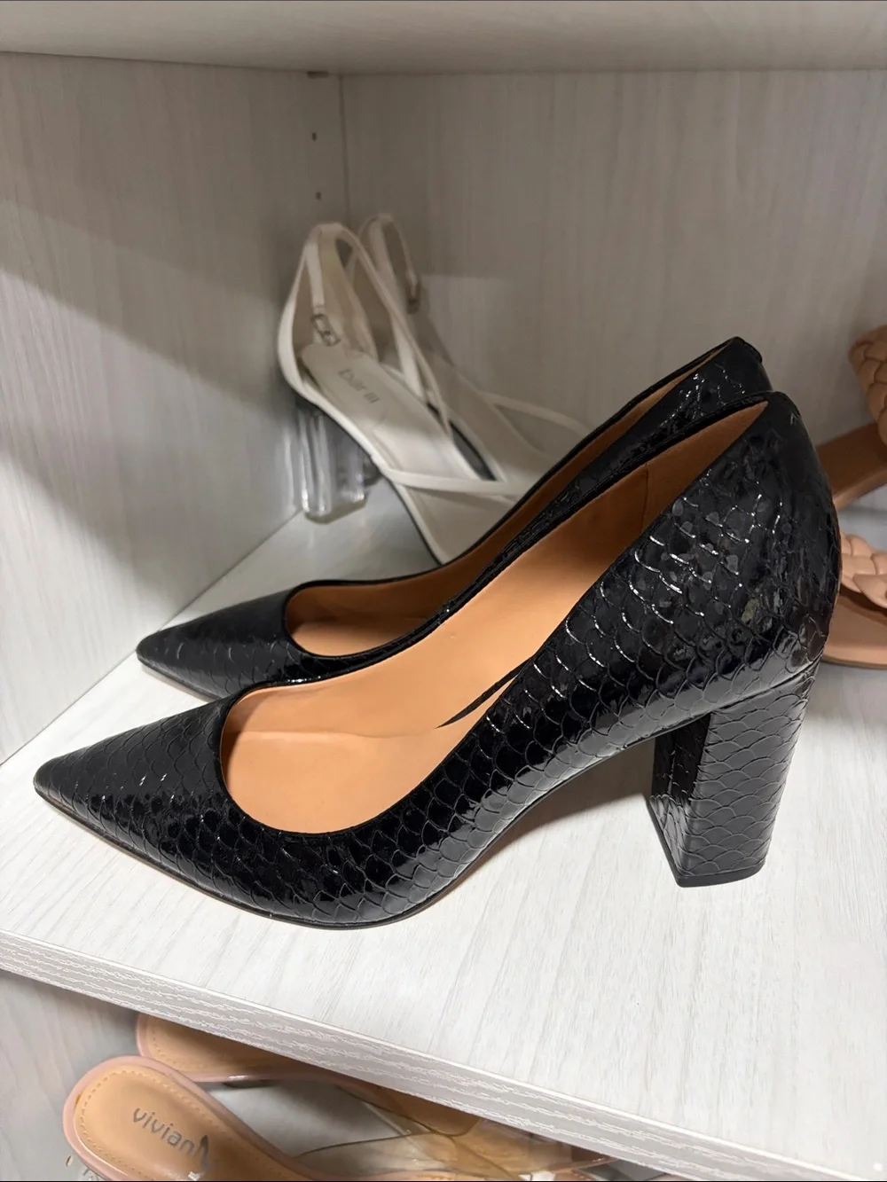 Jessica Simpson Faux-Snakeskin Block Heel Pumps